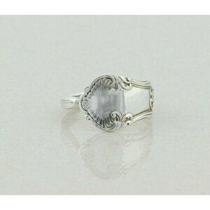 Sterling Silver Scallop Design Spoon Ring size 9 1/2 Adjustable Bypass Ring